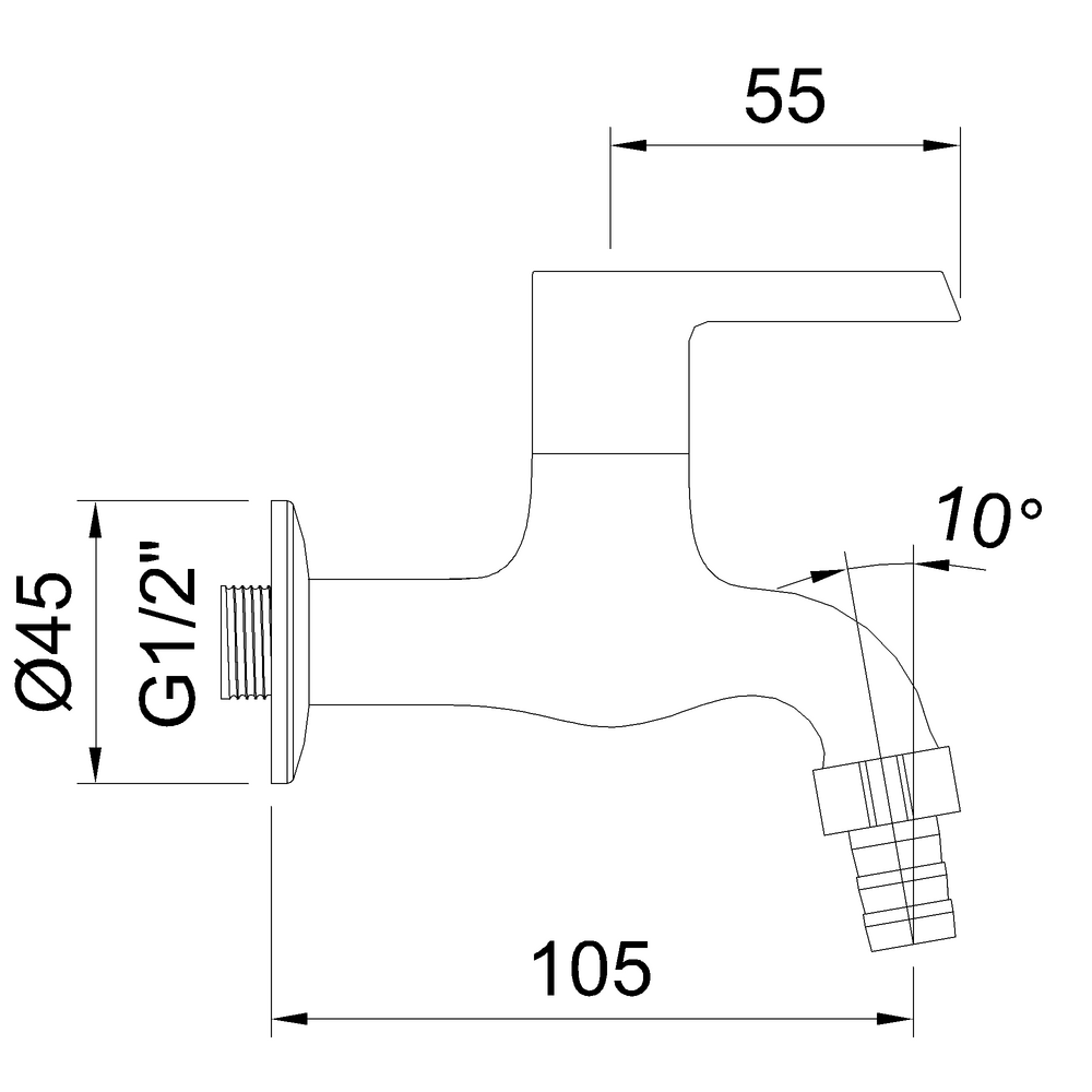 Robinet de jardin mural simple
