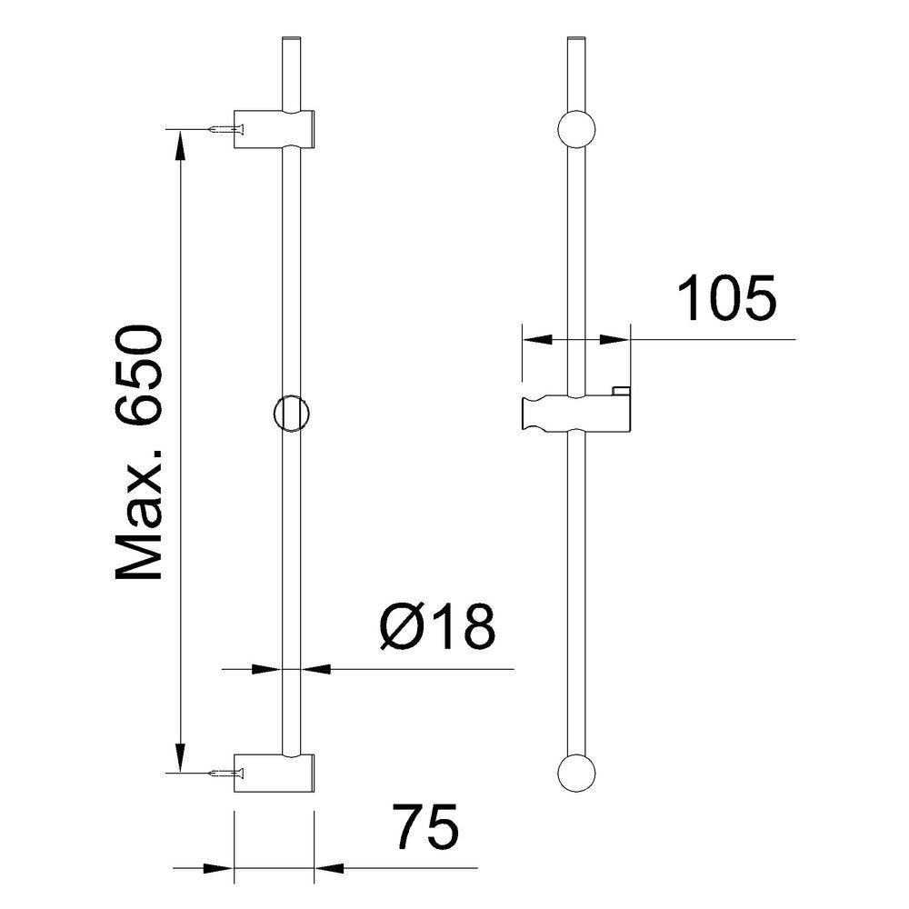 Shower Bar Set Ø18x700mm GO