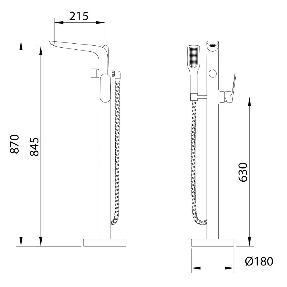 Floor Standing Bath-shower Mixer Vogue Elegance Black