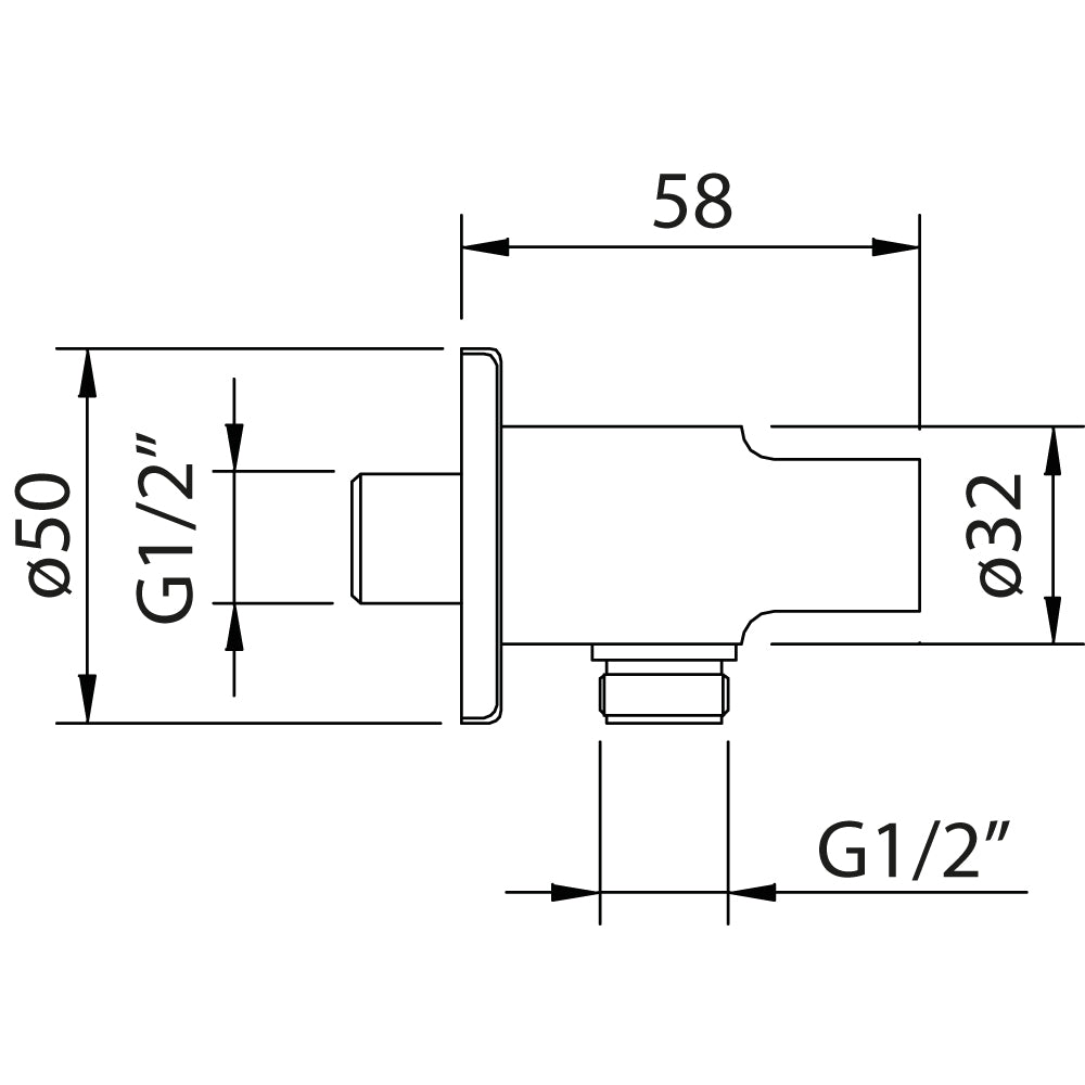 Robinet mural rond avec support noir