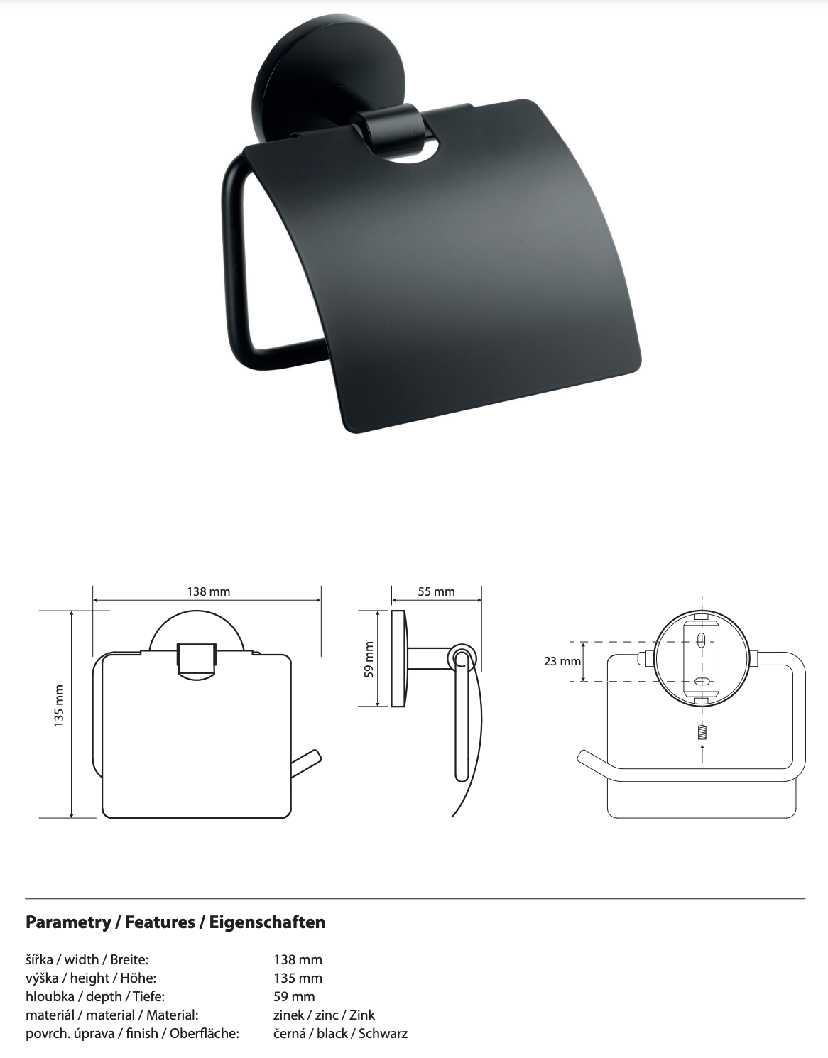 Toilet Paper Holder with Cover NOX