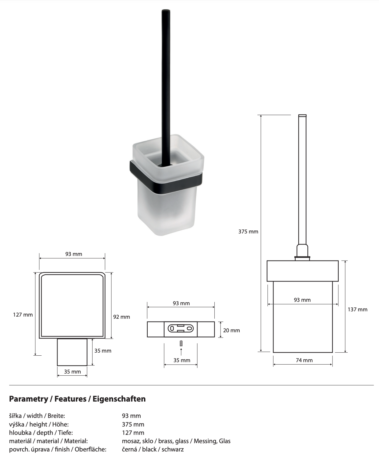 Toilet Brush Holder NERO