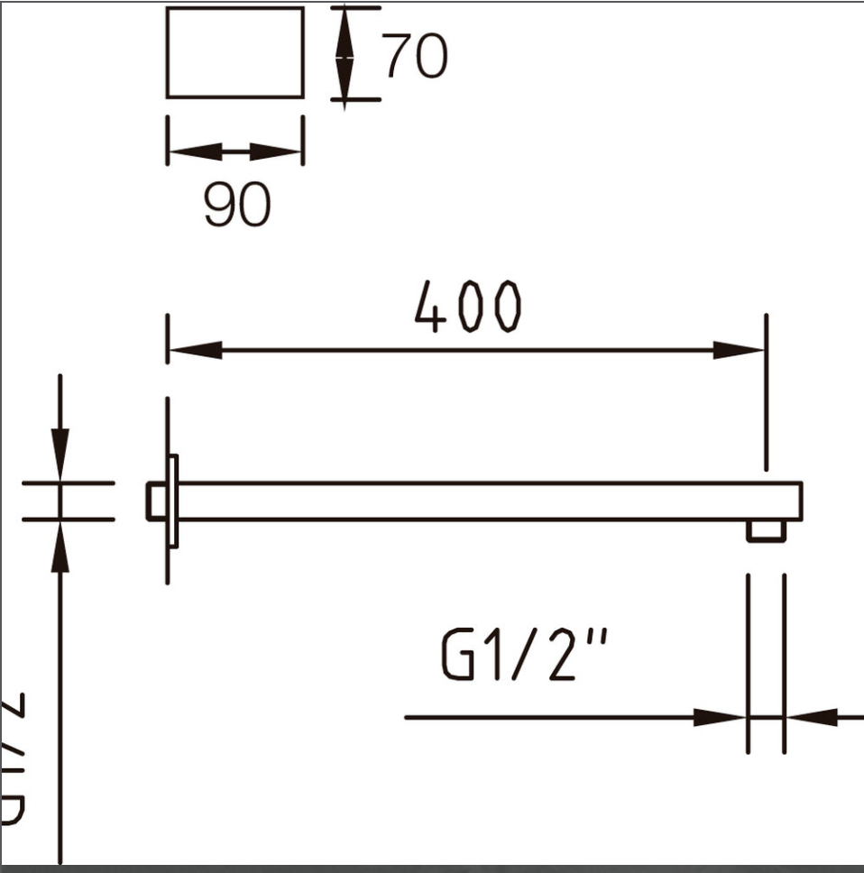 Driegħ tad-doċċa Bimini 400mm mal-ħajt tar-ram