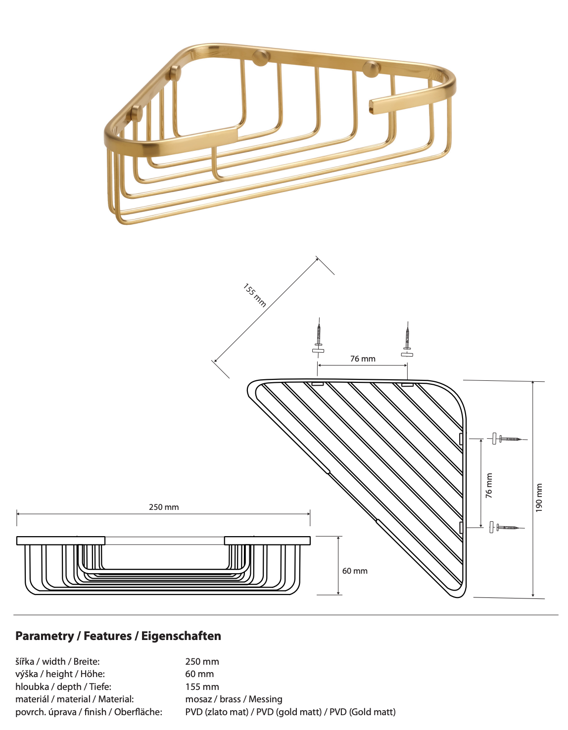 Étagère d'angle de douche SABLO