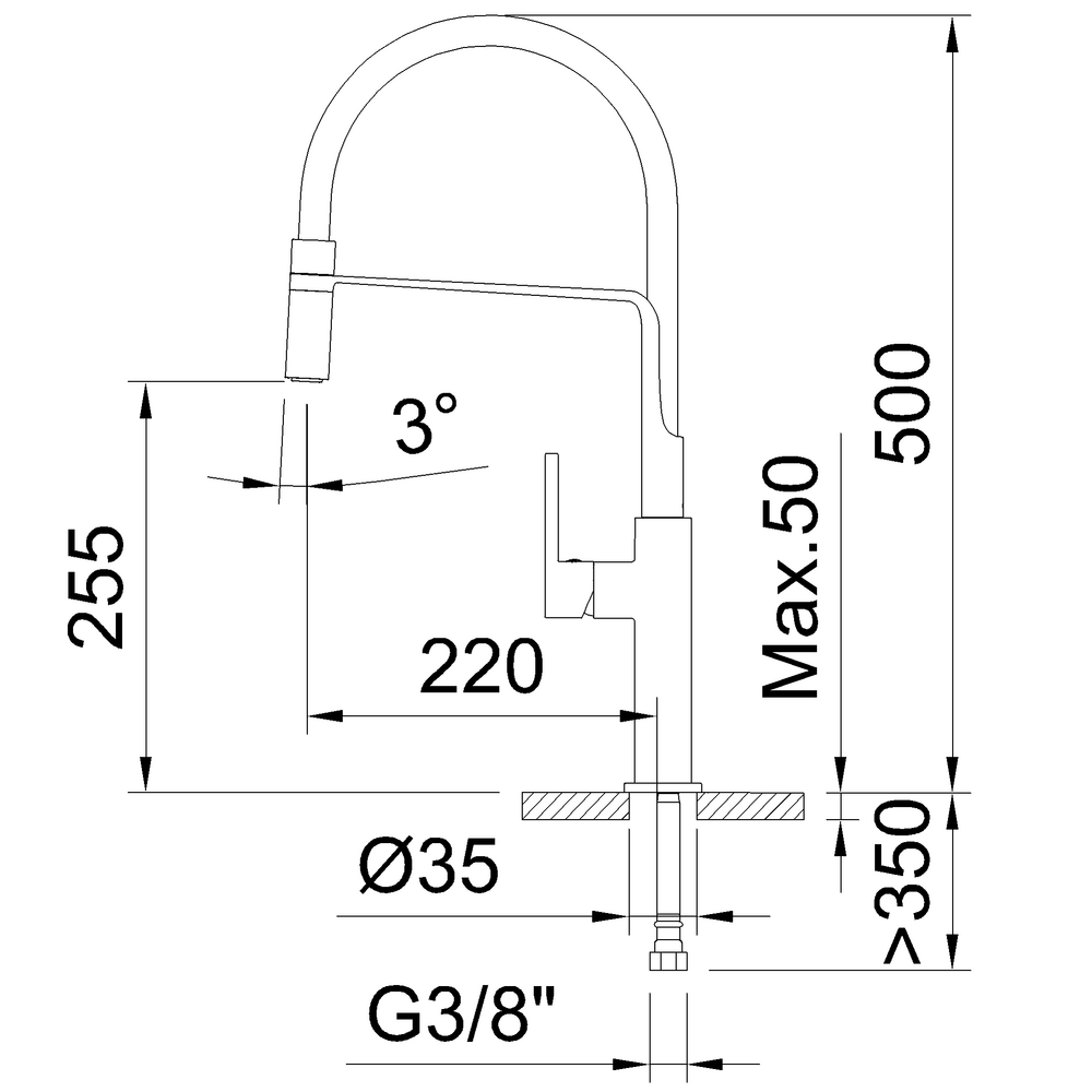Chef Slim Brushed Gunmetal Cold Open Kitchen Mixer
