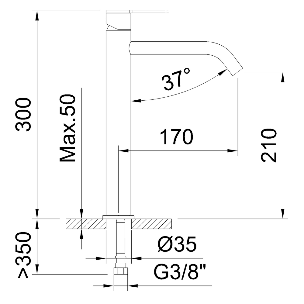 Single-lever basin mixer 210mm 5l/min Nexus