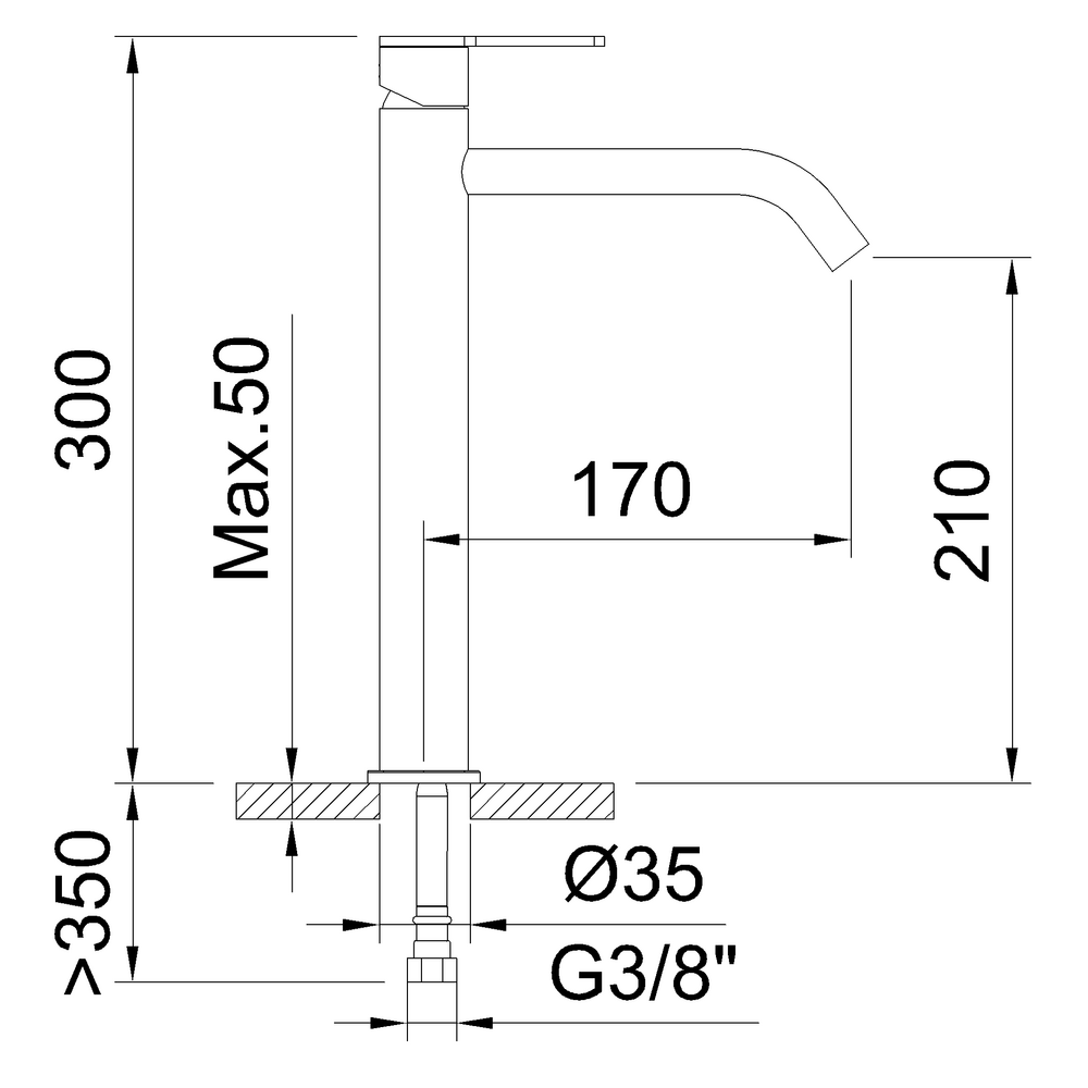 Mitigeur lavabo monocommande 210 mm 5 l/min Nexus Or brossé