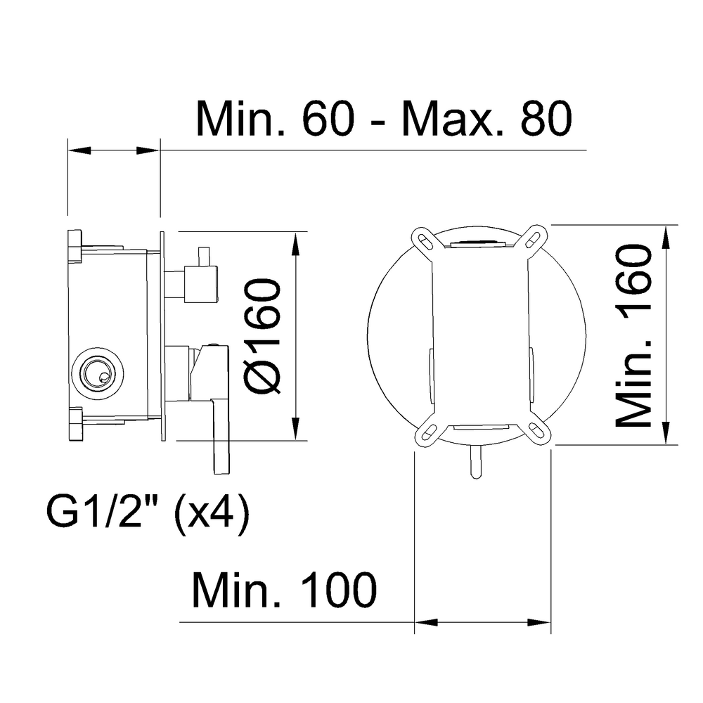 Concealed single-lever shower mixer 2 ways Nexus Matt Black