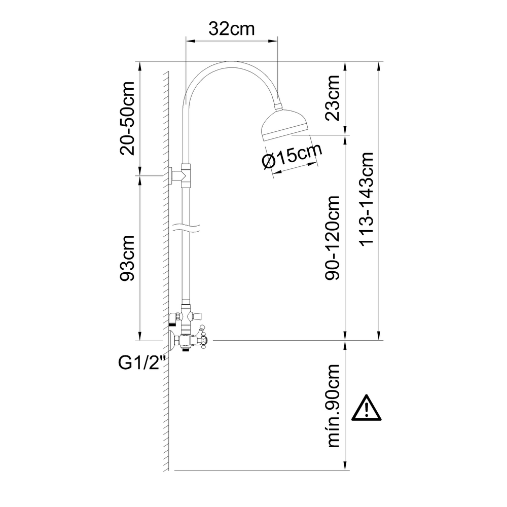 Mitigeur de douche à effet pluie complet Antigona