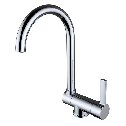 Mitigeur d'évier monotrou 225mm à bec orientable rabattable rond à eau froide avec ouverture latérale 