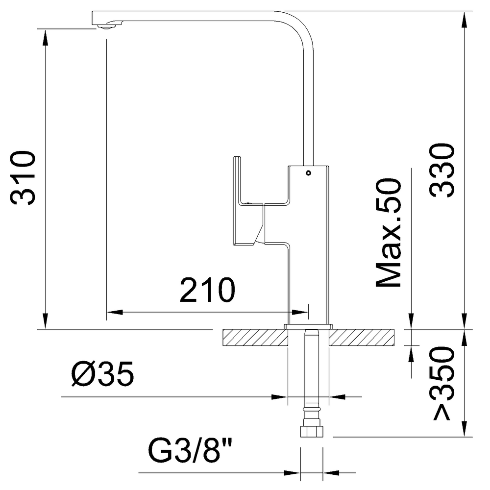 Kitchen Mixer Alpina Square Gunmetal