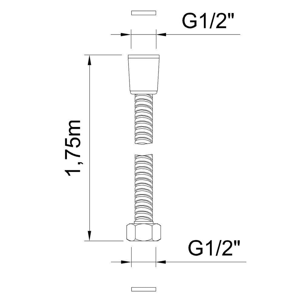 Pajp tad-doċċa 1.75 m PVC – Finitura tal-fidda
