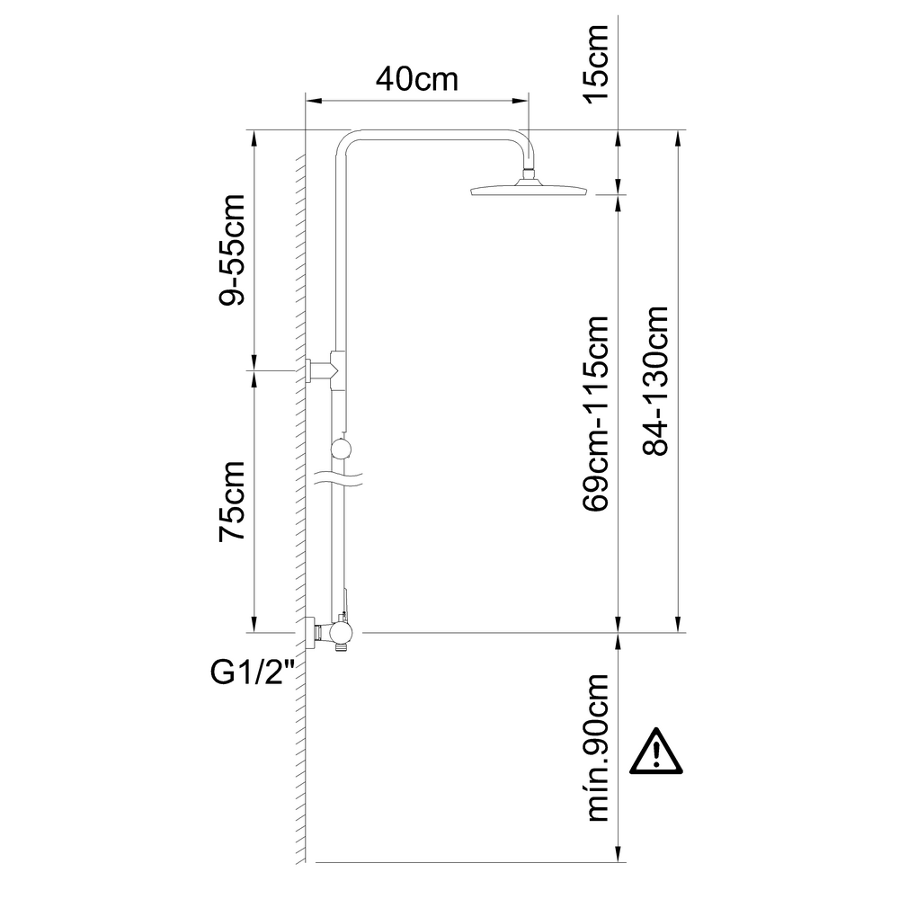 Douche de pluie complète réglable Panam Evo