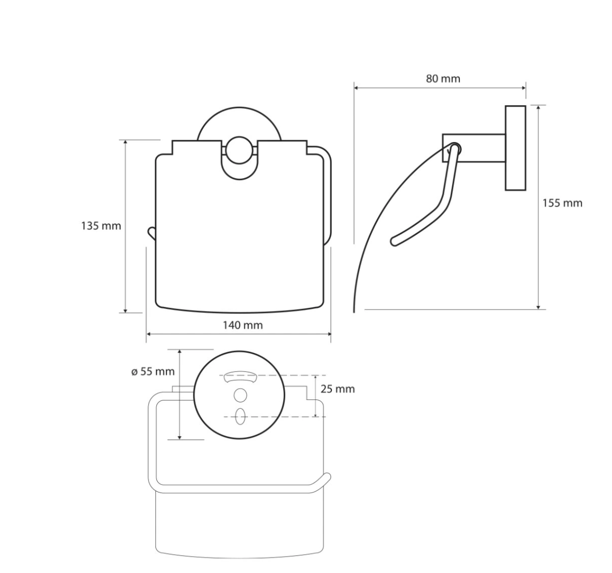Toilet Paper Holder with Cover OMEGA