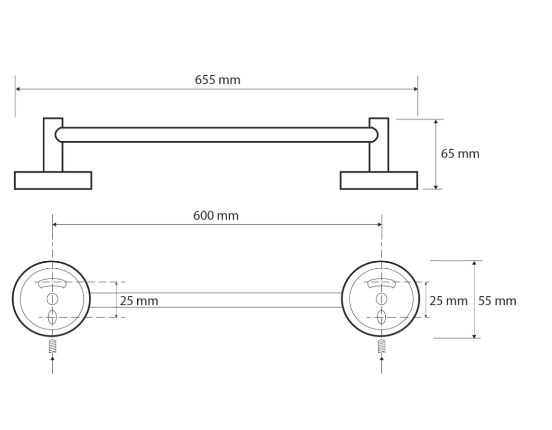 Porte-serviettes OMEGA, 600 mm