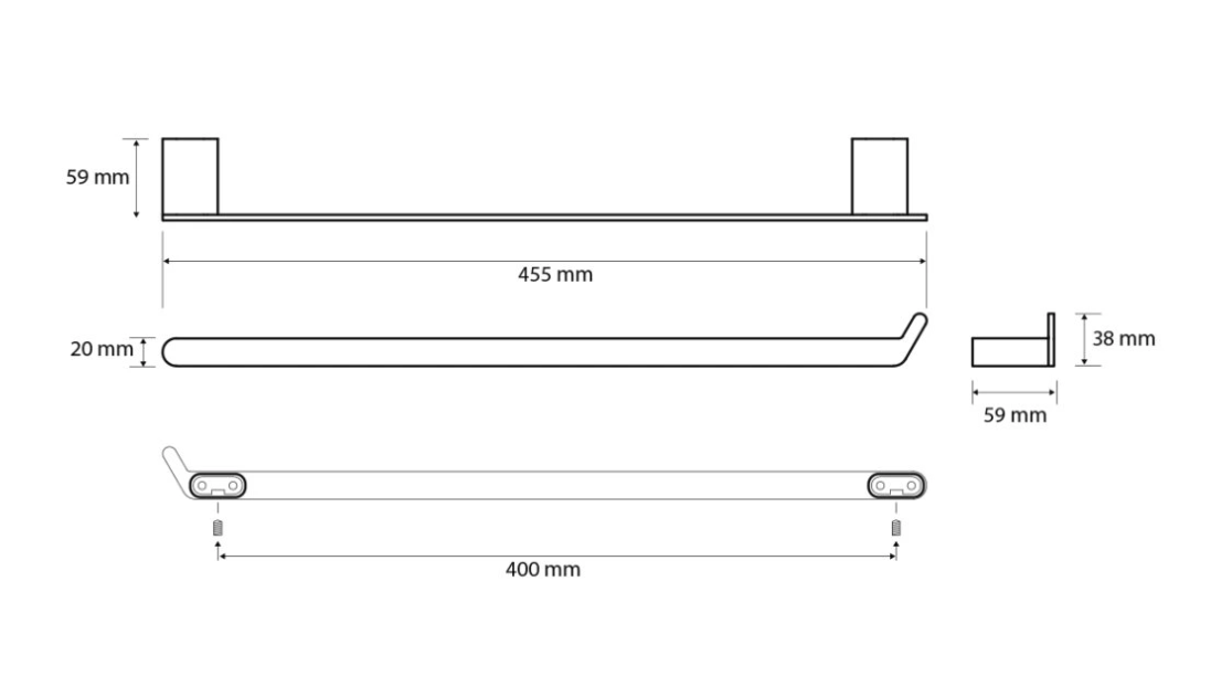 Porte-serviettes 40 cm NOIR BIOLOGIQUE