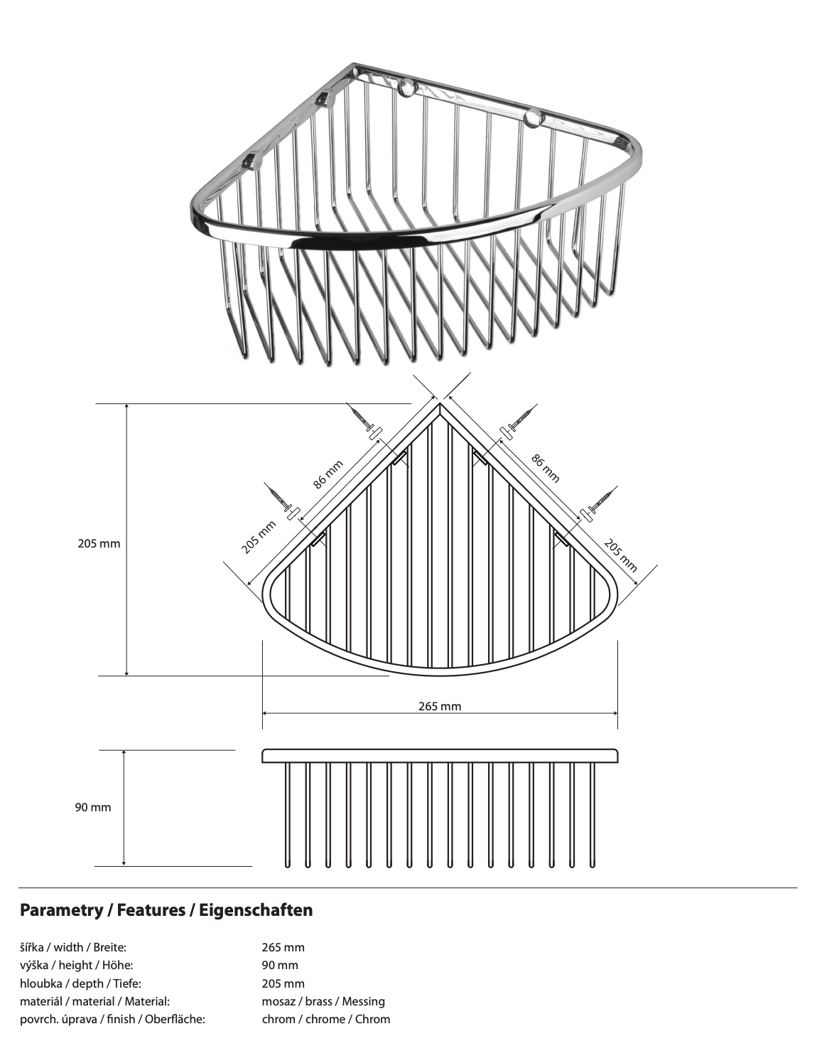 Corner Shower Shelf Chrome CYTRO