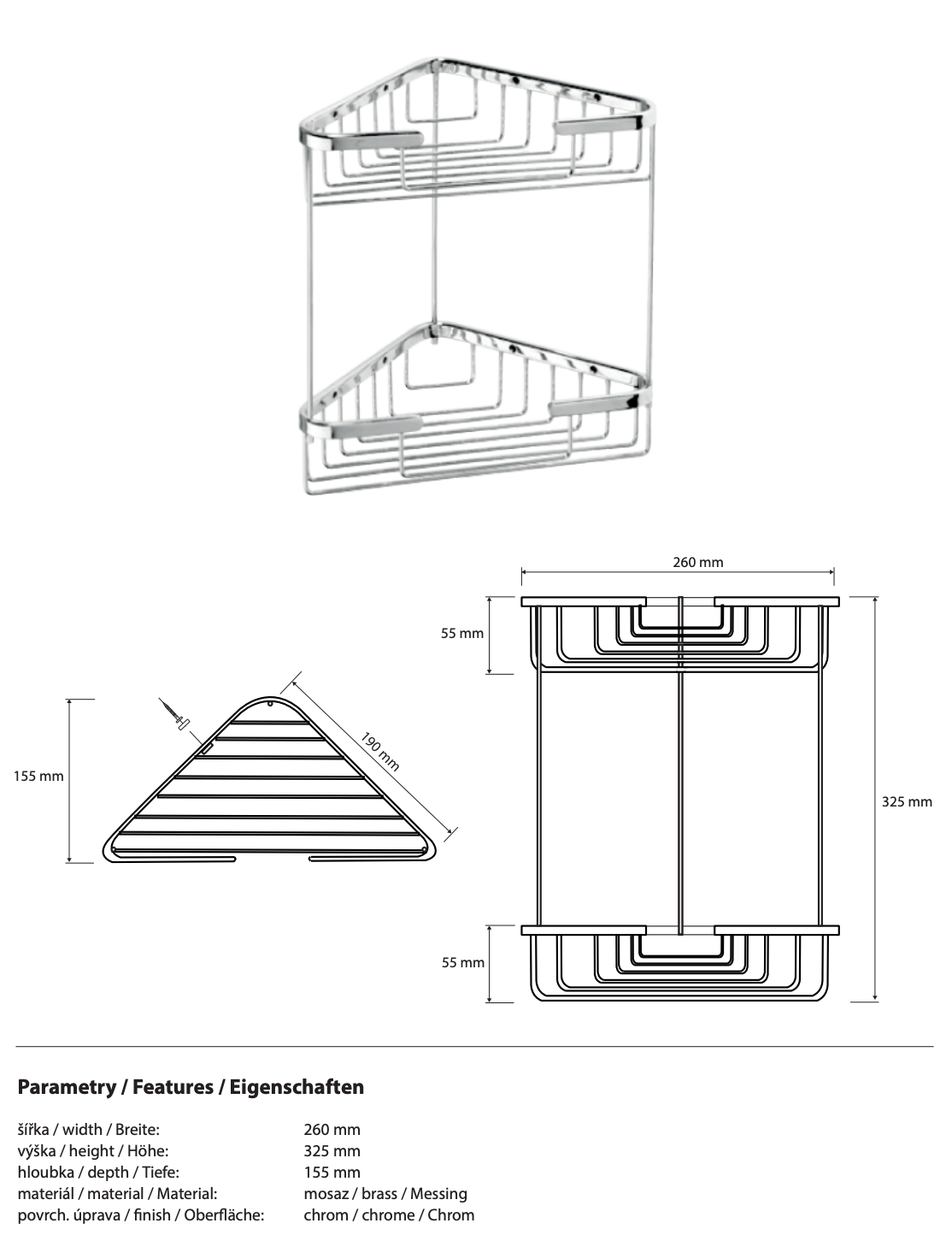 Double Corner Shower Shelf CYTRO
