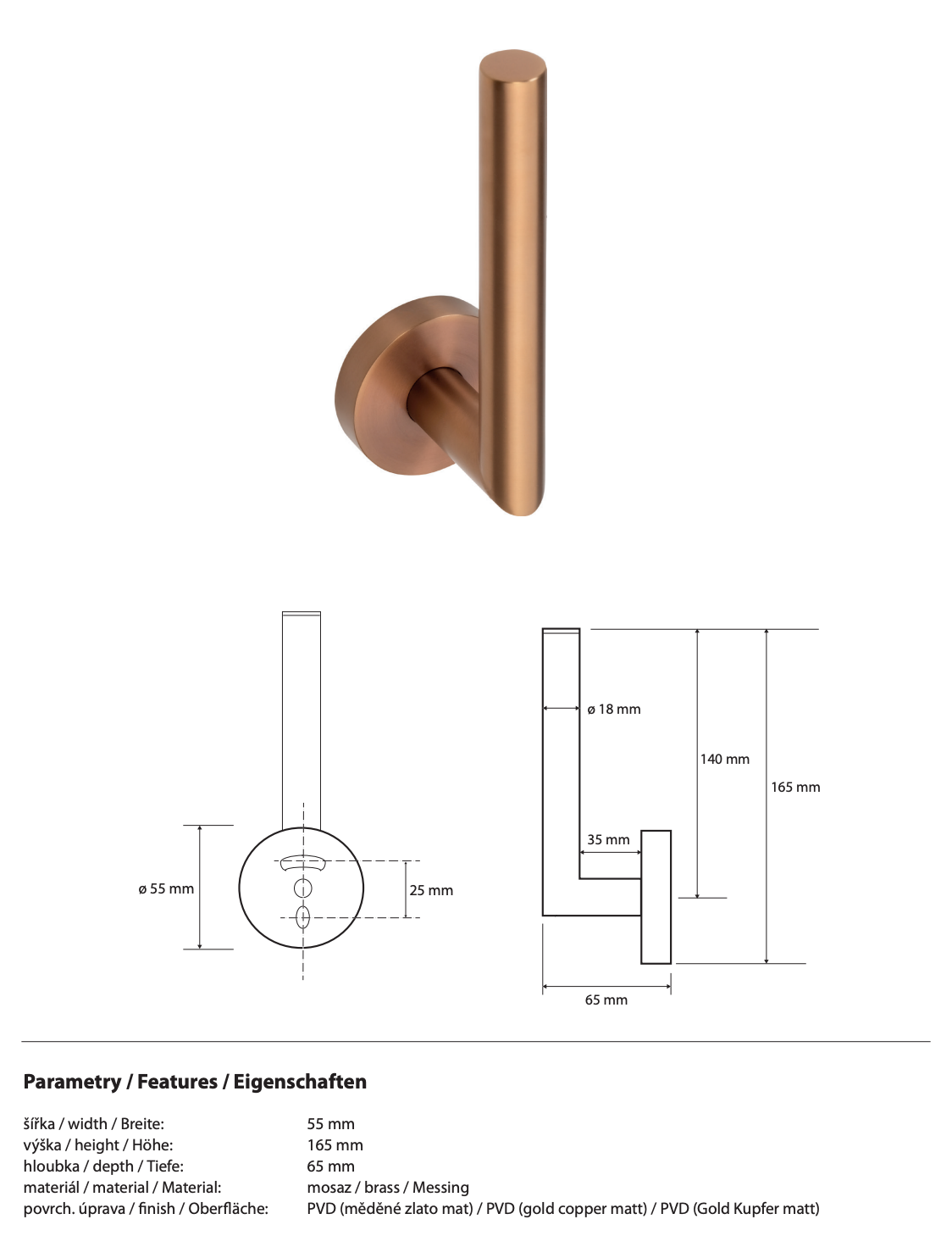 Porte-papier toilette de rechange AMBRE
