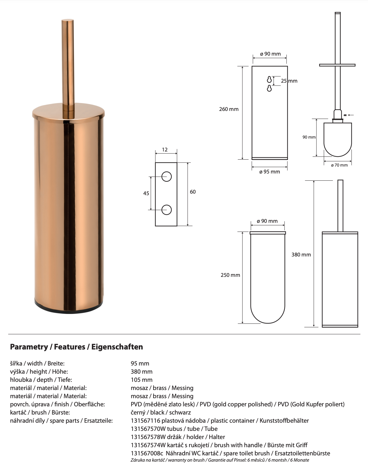 Brosse de toilette autoportante CORAIL