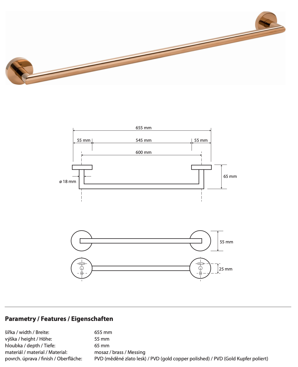 Porte-serviettes 60 cm CORAIL