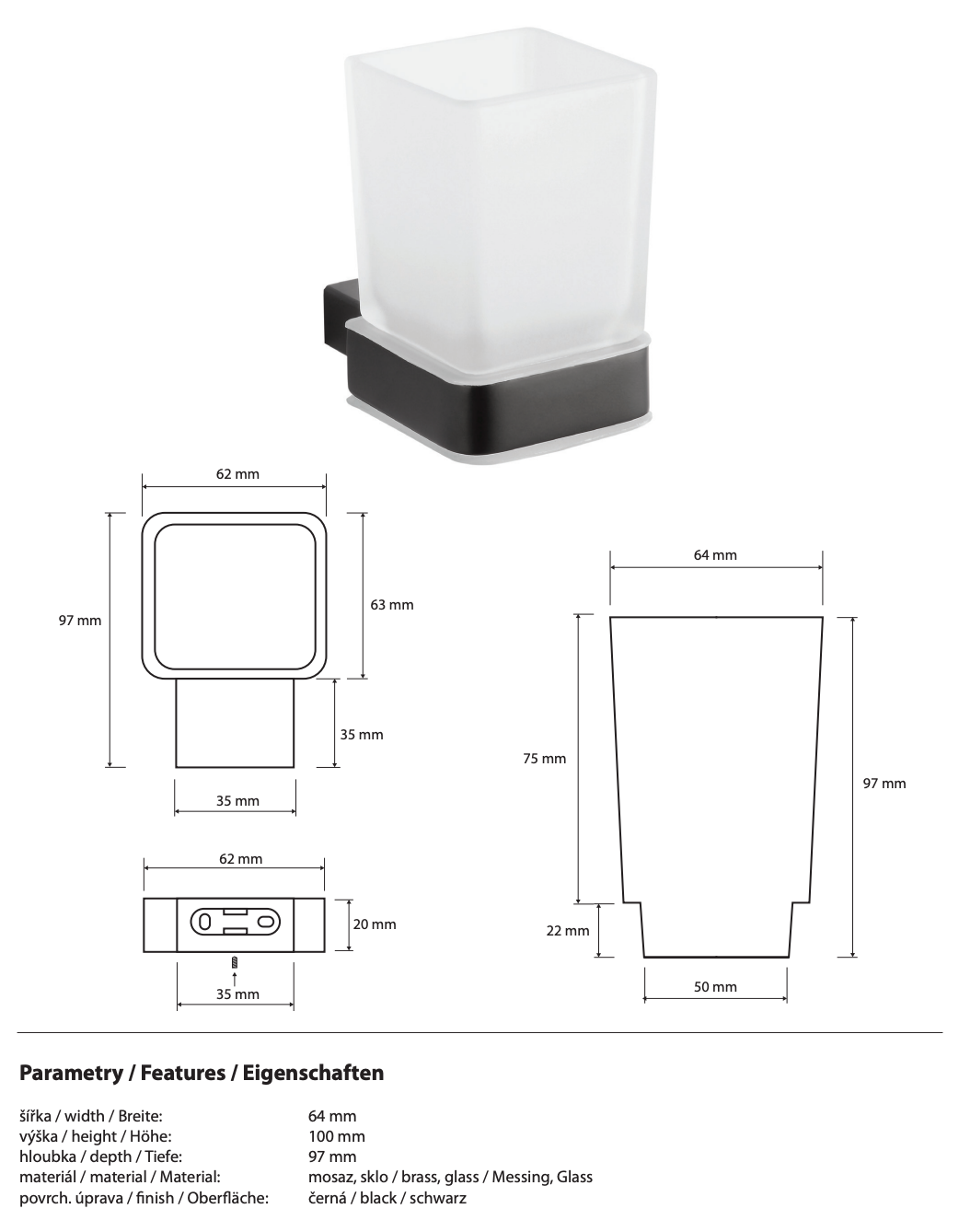 Porte-brosse à dents NERO
