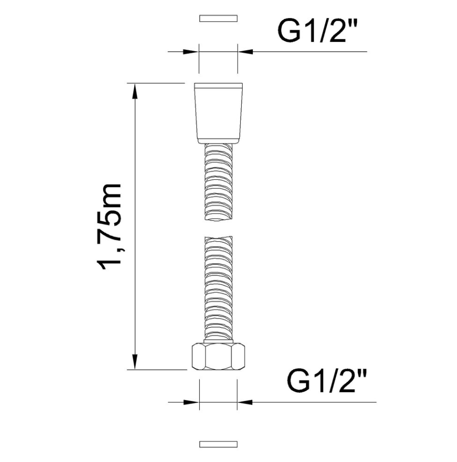 Tuyau flexible en acier inoxydable 1,75 m avec écrou conique