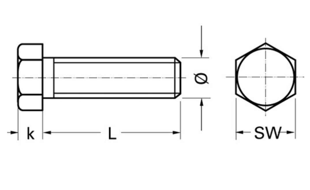 Hexagon Screw DIN 933 M12