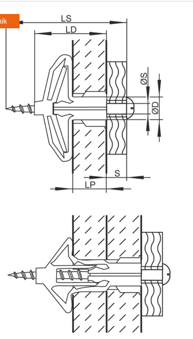 Twaħħil tal-kavità tal-plastik KHD 10x50