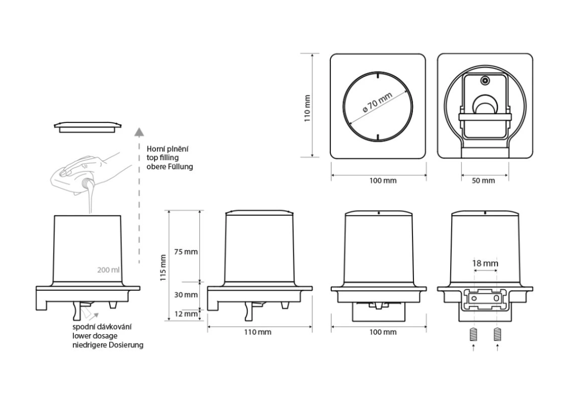 Soap Dispenser 200ml, ORGANIC BLACK
