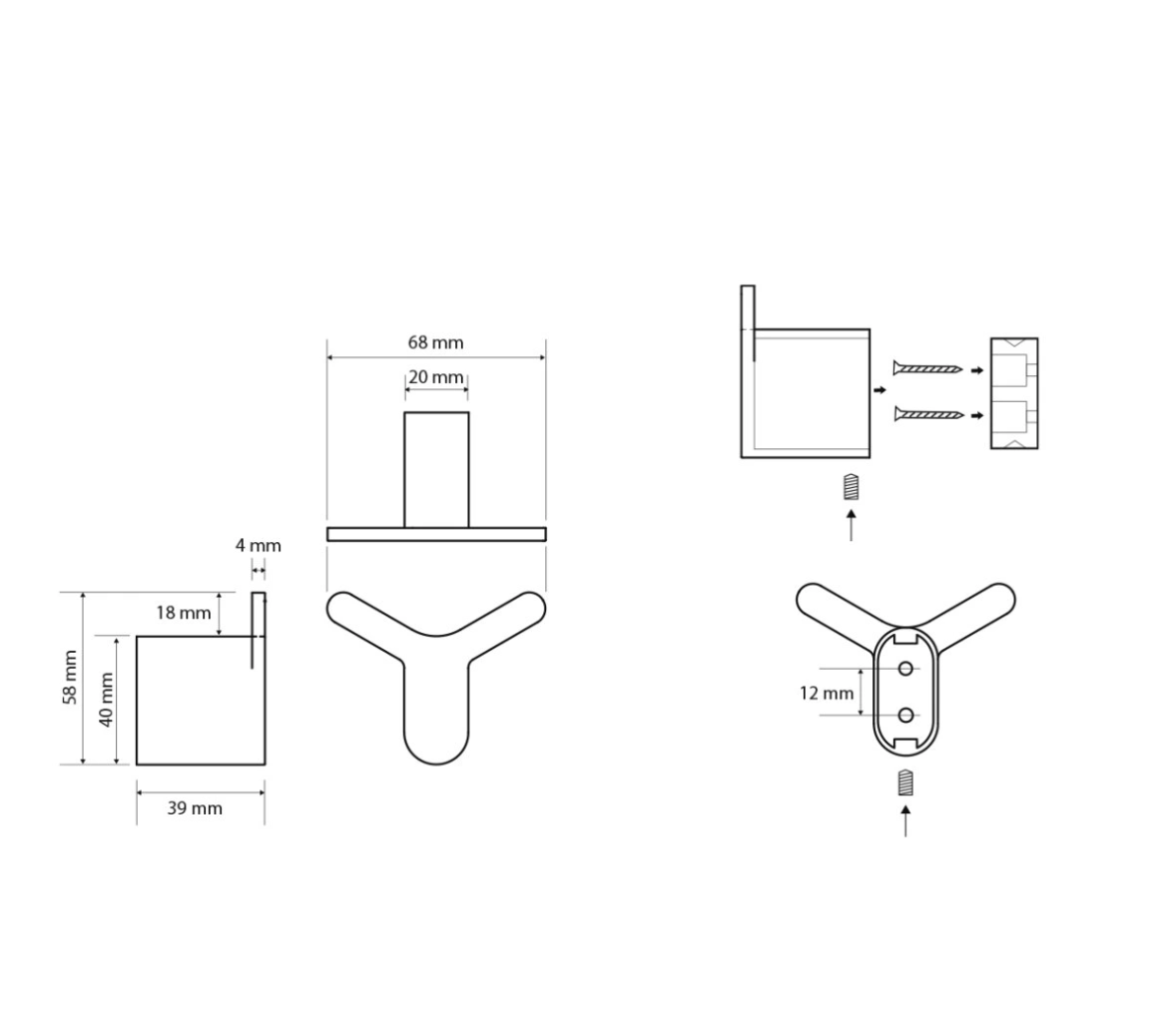 Double Robe Hook ORGANIC BLACK