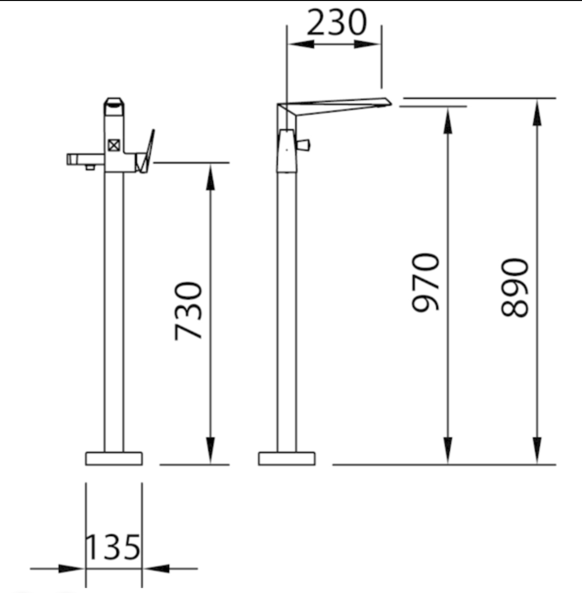 Floor Standing Bath-Shower Mixer Ventu Platinum