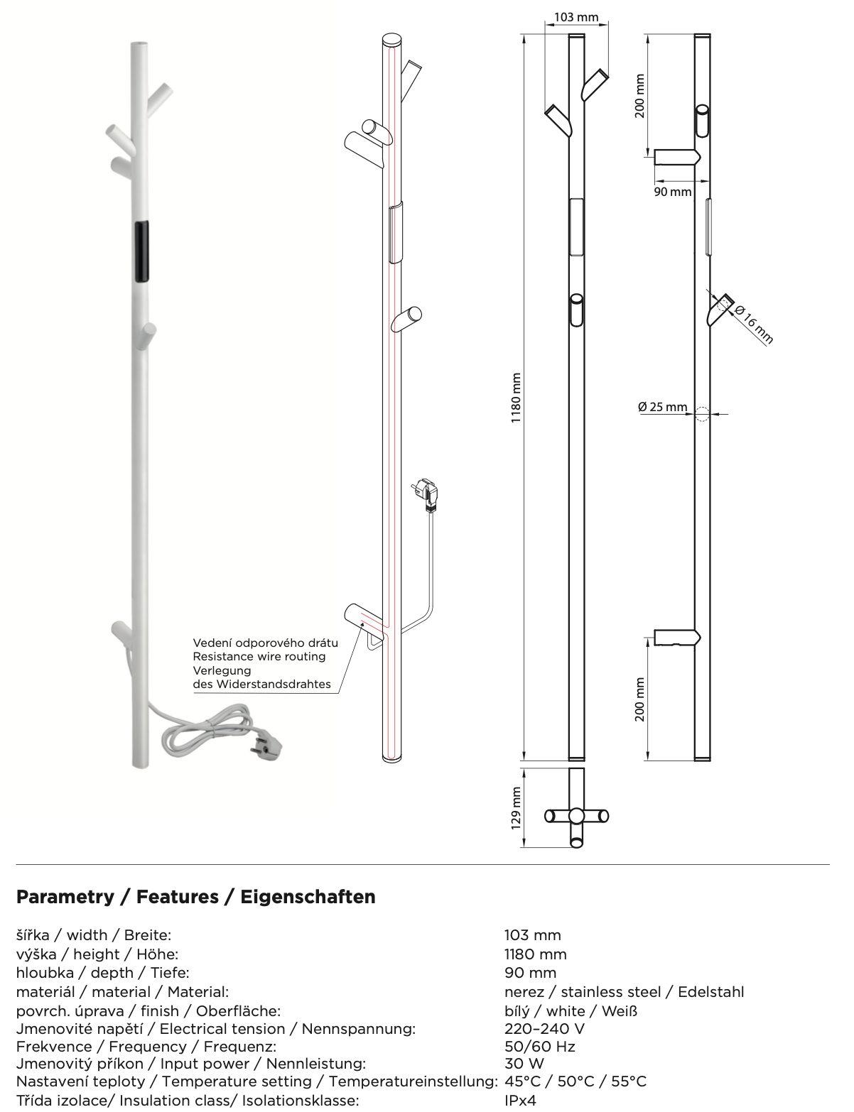 Sèche-serviettes chauffant, blanc