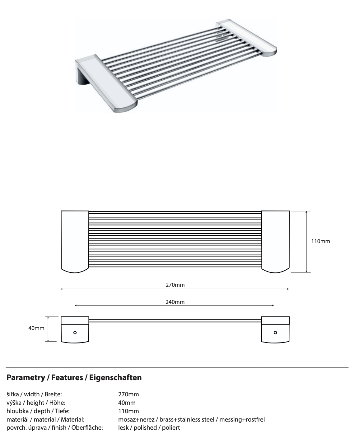 CYTRO: Shower shelf, polished